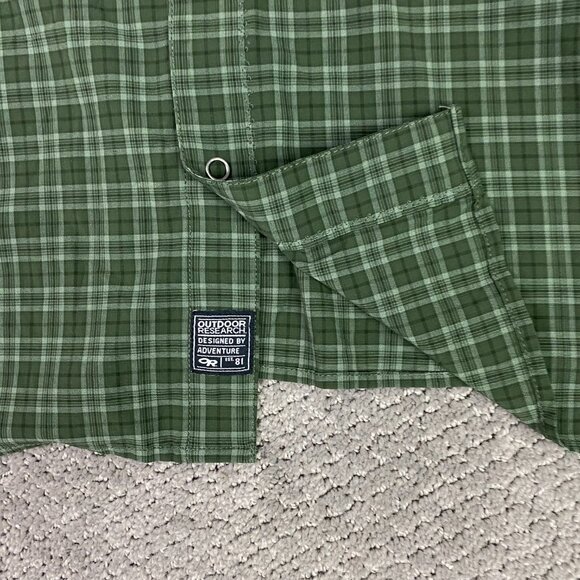 Outdoor Research Astroman Sun Shirt Men's XL Green Plaid Long Sleeve Hiking - Picture 4 of 13